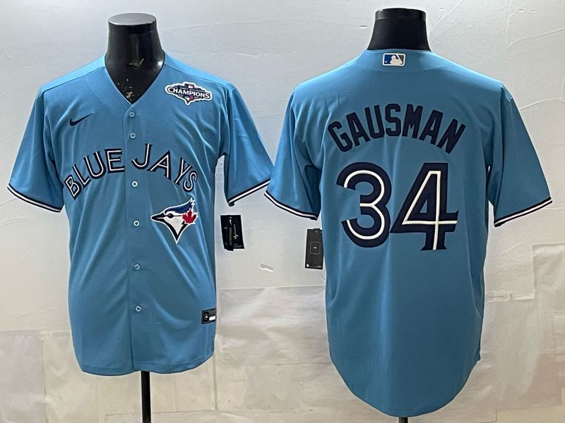 Men 2025 Nike Toronto Blue Jays #34 Gausman Light Blue Game MLB Jersey 011->toronto blue jays->MLB Jersey